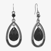 Mixit Black Womens Black Drop Earrings