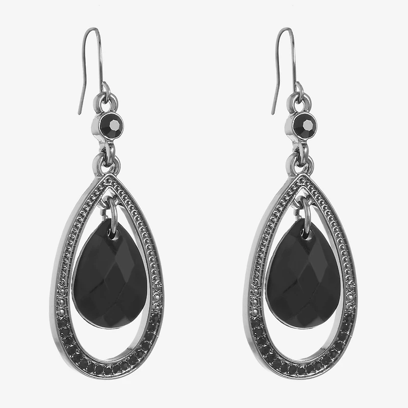 Mixit Black Womens Black Drop Earrings