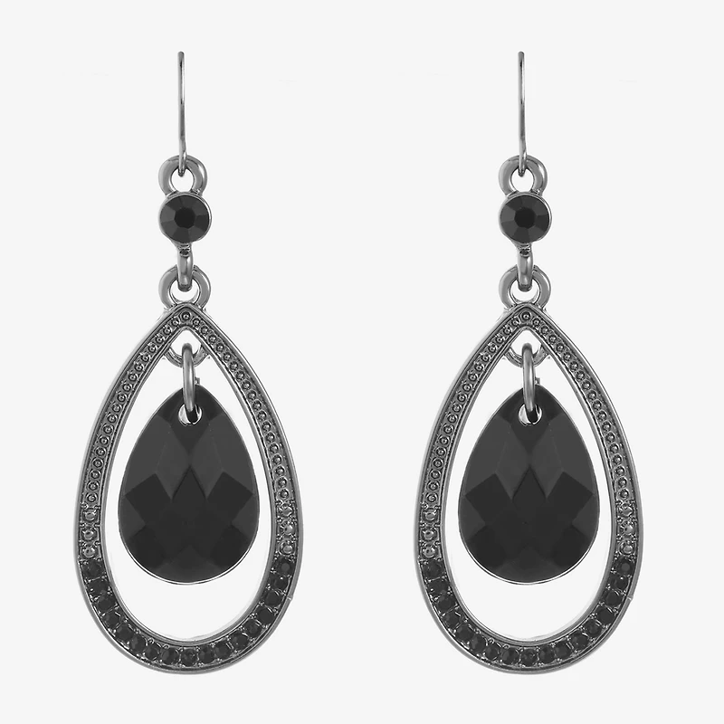 Mixit Black Womens Black Drop Earrings