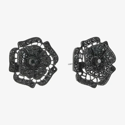 Mixit Black Black 30mm Flower Stud Earrings