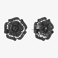 Mixit Black Black 30mm Flower Stud Earrings