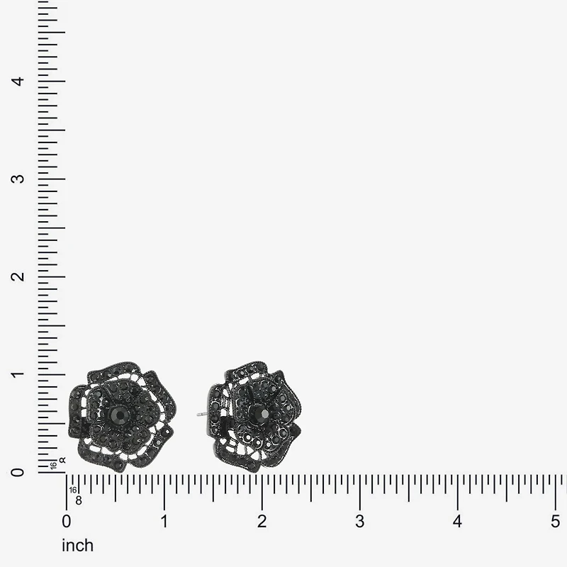 Mixit Black Black 30mm Flower Stud Earrings