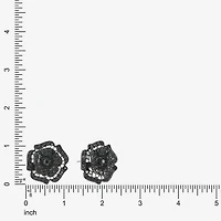 Mixit Black Black 30mm Flower Stud Earrings