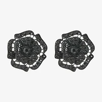 Mixit Black Black 30mm Flower Stud Earrings