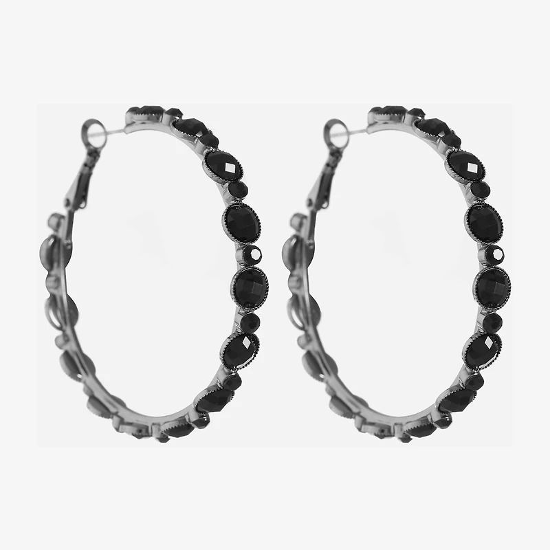 Mixit Black Womens Black 55mm Hypoallergenic Hoop Earrings