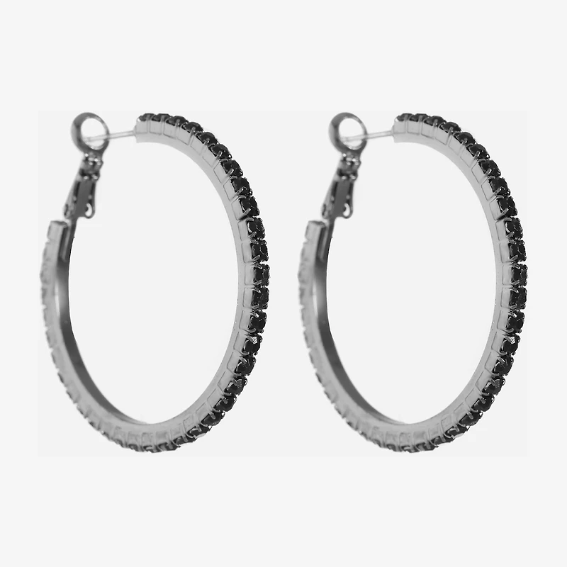 Mixit Womens Black 39.1mm Hypoallergenic Hoop Earrings
