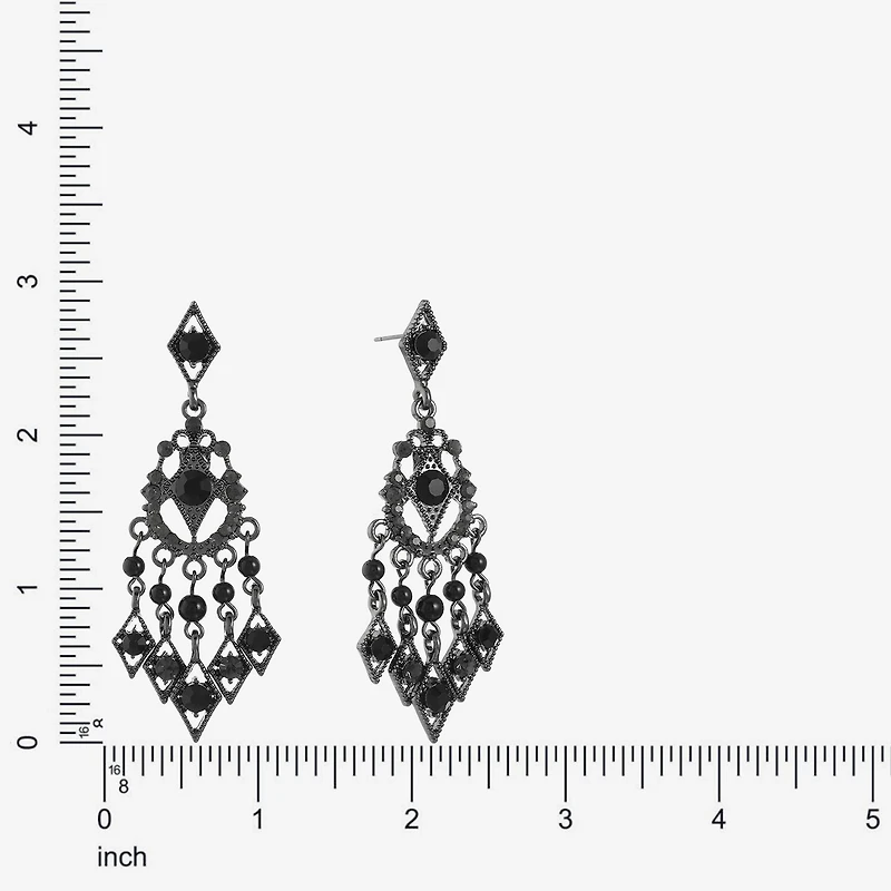 Mixit Black Womens Black Hypoallergenic Chandelier Earrings