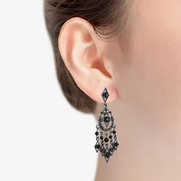 Mixit Black Womens Black Hypoallergenic Chandelier Earrings