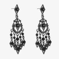 Mixit Black Womens Black Hypoallergenic Chandelier Earrings