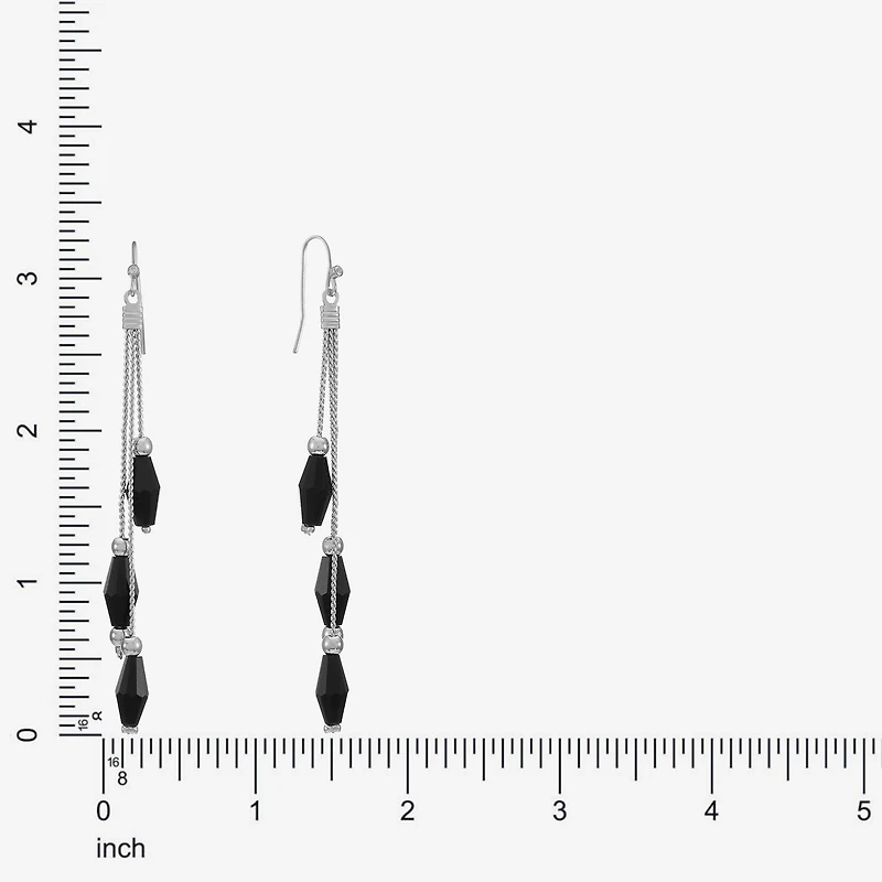Mixit Womens Black Drop Earrings