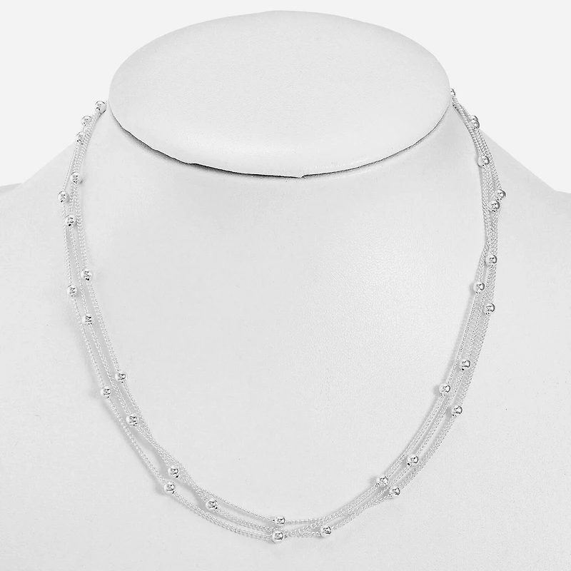 Liz Claiborne® Silver-Tone 3-Strand Ball Layered Necklace