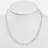 Liz Claiborne® Silver-Tone 3-Strand Ball Layered Necklace