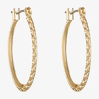 Liz Claiborne® Gold-Tone, Textured Oval Hoop Earrings