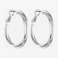 Liz Claiborne® Silver-Tone, Twisted Hoop Earrings