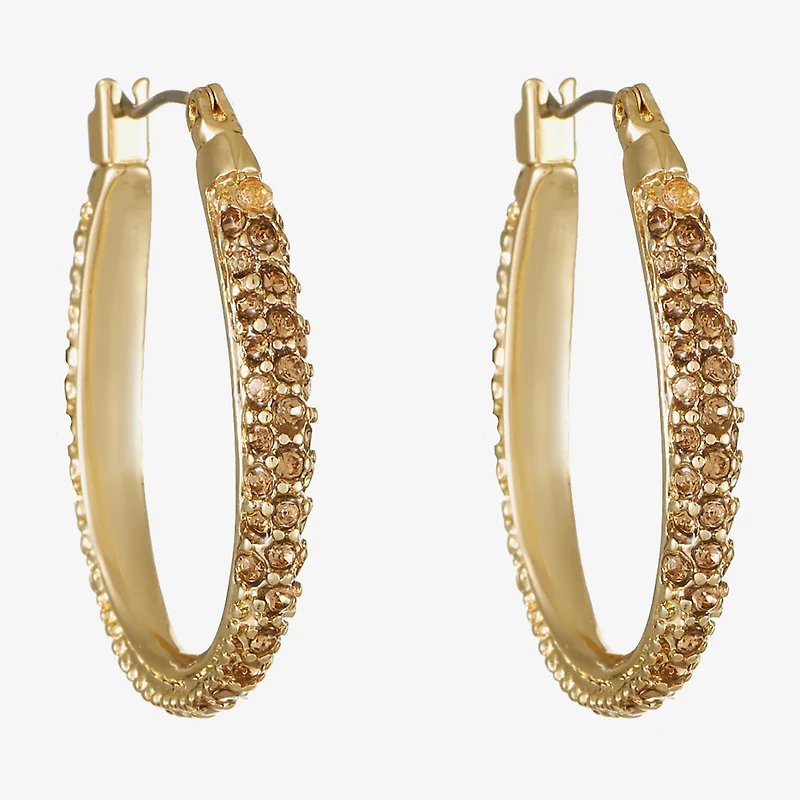 Monet® Gold-Tone Crystal Oval Hoop Earrings