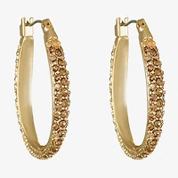 Monet® Gold-Tone Crystal Oval Hoop Earrings