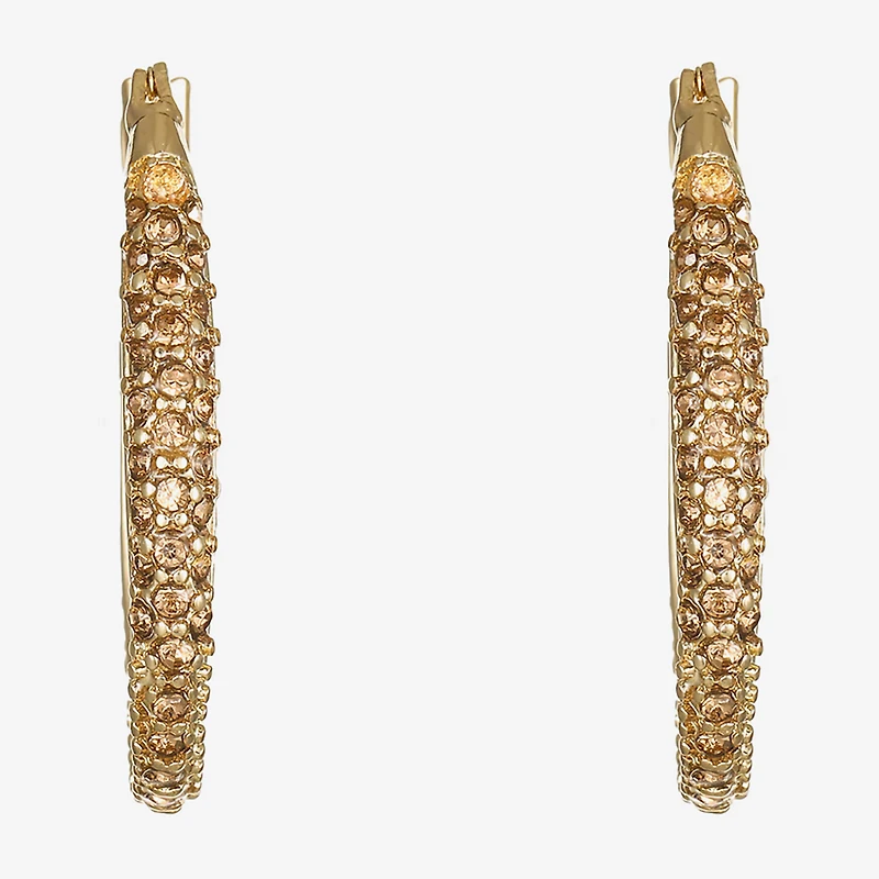 Monet® Gold-Tone Crystal Oval Hoop Earrings