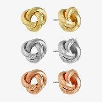 Monet Jewelry Mixed Metal Knot Stud Womens Hypoallergenic 3 Pair Earring Set