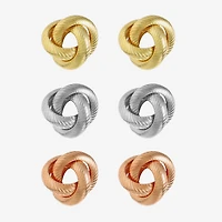 Monet Jewelry Mixed Metal Knot Stud Womens Hypoallergenic 3 Pair Earring Set