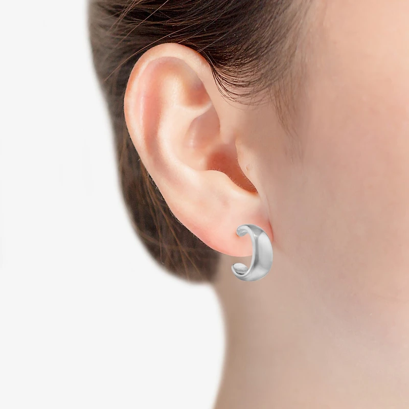 Liz Claiborne Silver Tone Small Womens 17mm Hypoallergenic Hoop Earrings