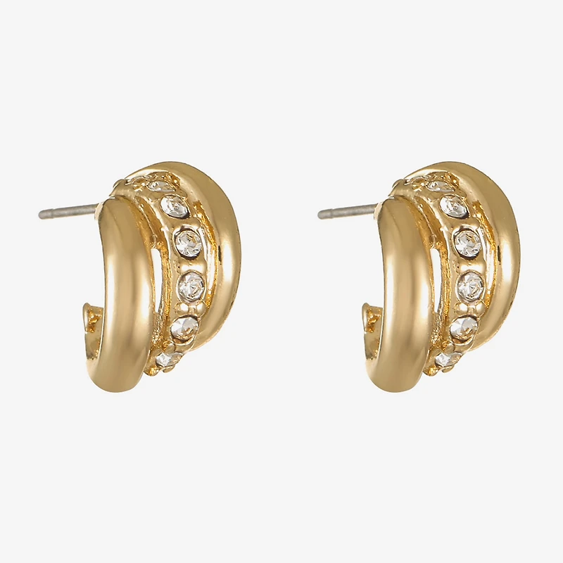 Monet Jewelry Gold Tone Huggie Womens Glass 13mm Hypoallergenic Hoop Earrings
