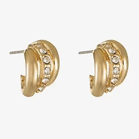 Monet Jewelry Gold Tone Huggie Womens Glass 13mm Hypoallergenic Hoop Earrings