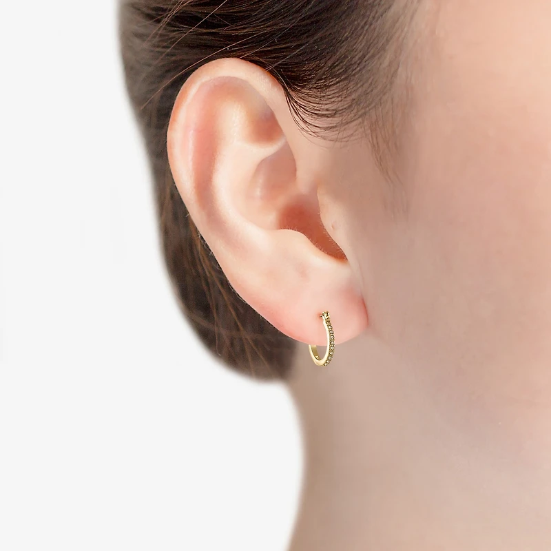 Monet Jewelry Gold Tone And Crystal Womens Crystal 17.3mm Hypoallergenic Hoop Earrings