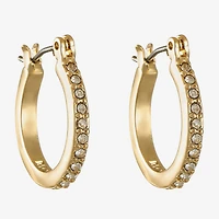 Monet Jewelry Gold Tone And Crystal Womens Crystal 17.3mm Hypoallergenic Hoop Earrings