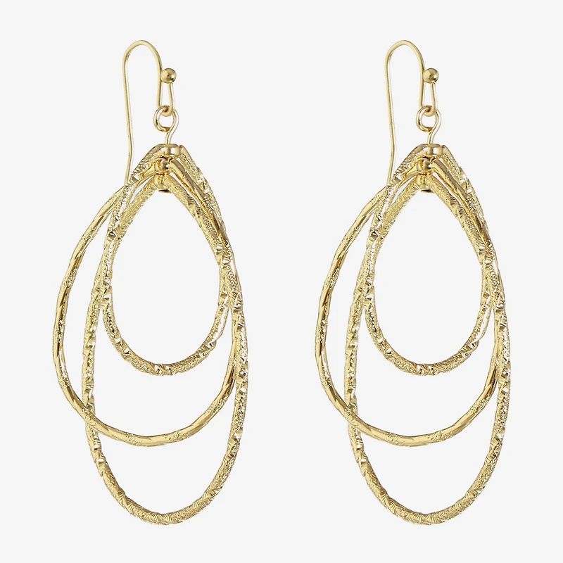 Monet Jewelry Gold Tone Textured Womens Drop Earrings