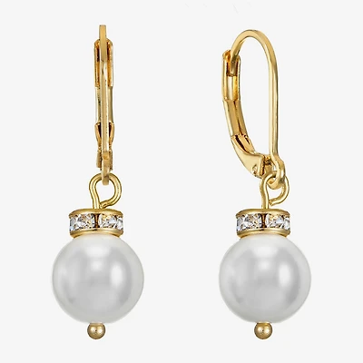 Monet Jewelry Womens White Simulated Pearl Ball Drop Earrings