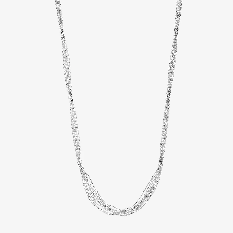 Monet® Silver-Tone Diamond-Cut Multi-Strand Station Necklace