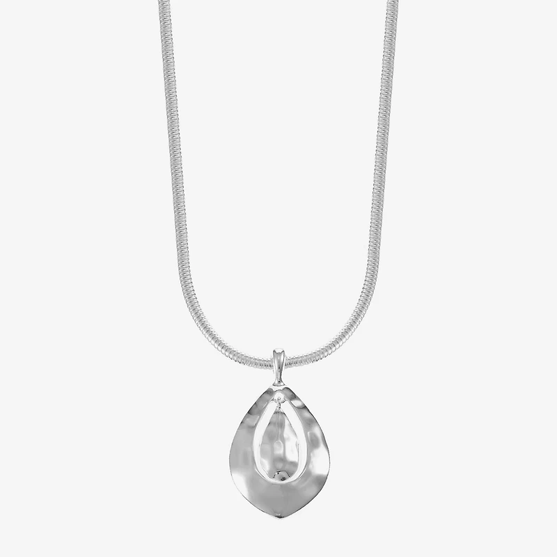 Liz Claiborne Silver Tone Womens 17 Inch Pendant Necklace