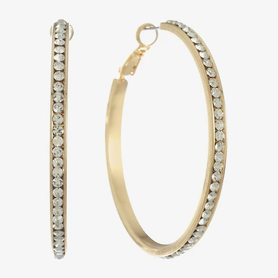 Monet Jewelry Gold Tone Crystal Womens 50mm Hypoallergenic Hoop Earrings