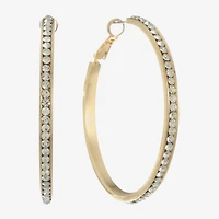 Monet Jewelry Gold Tone Crystal Womens 50mm Hypoallergenic Hoop Earrings