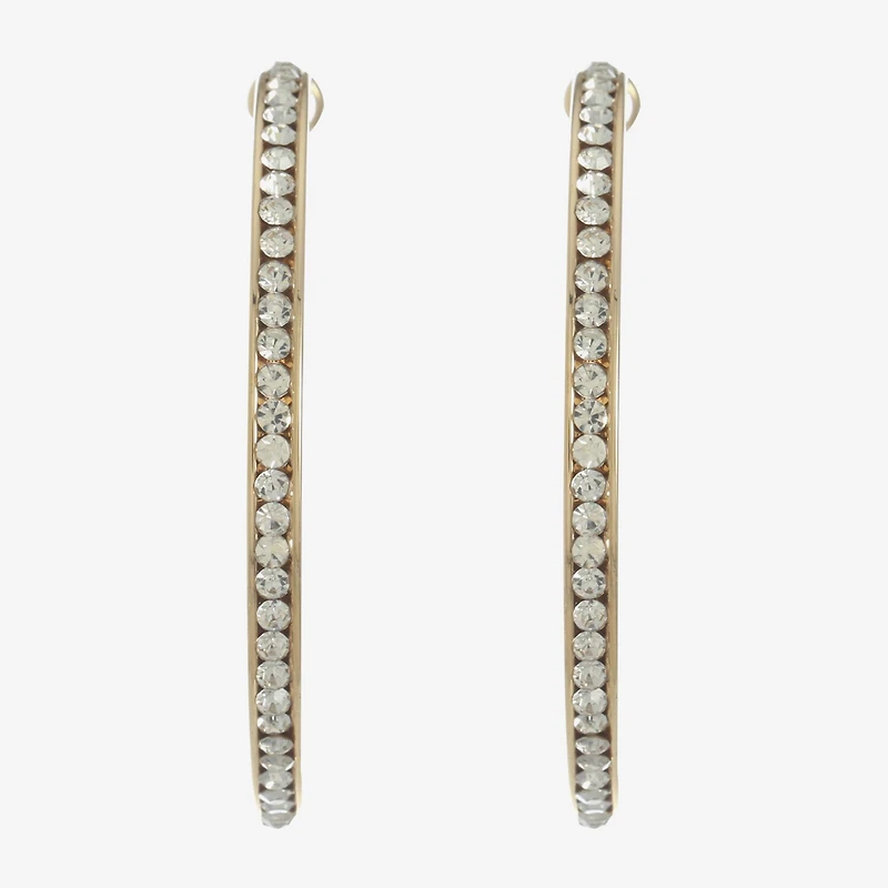 Monet Jewelry Gold Tone Crystal Womens 50mm Hypoallergenic Hoop Earrings