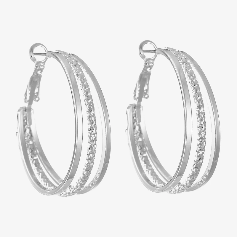 Liz Claiborne Medium Womens 38.2mm Hypoallergenic Hoop Earrings