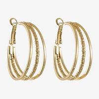 Liz Claiborne Medium Womens 38.2mm Hypoallergenic Hoop Earrings
