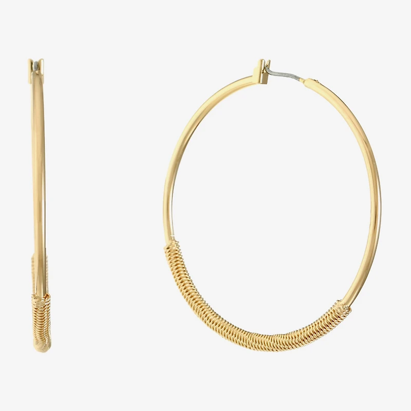 Monet Jewelry Gold Tone Womens 47mm Hypoallergenic Hoop Earrings