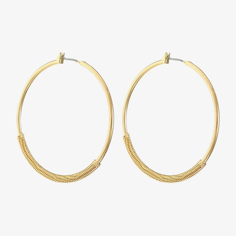 Monet Jewelry Gold Tone Womens 47mm Hypoallergenic Hoop Earrings