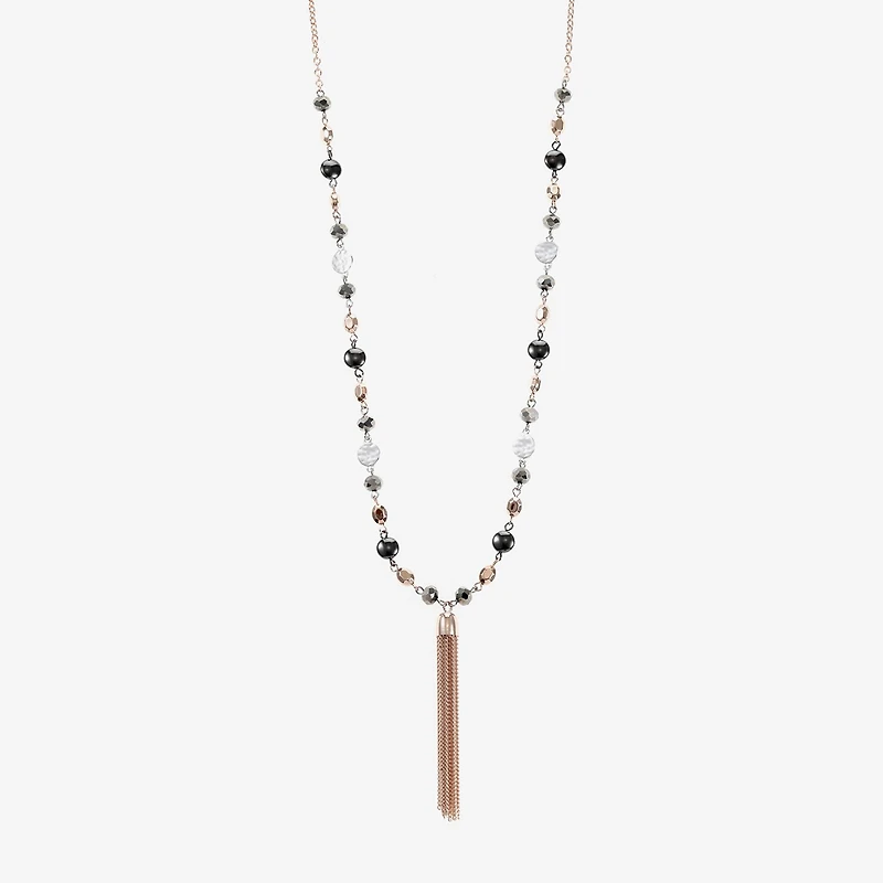 Liz Claiborne Tri Tone Womens Round 34 Inch Pendant Necklace