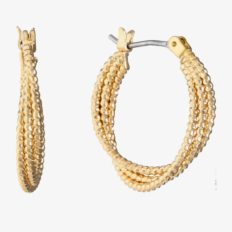 Monet Jewelry Gold Tone Twist Womens 22mm Hypoallergenic Hoop Earrings
