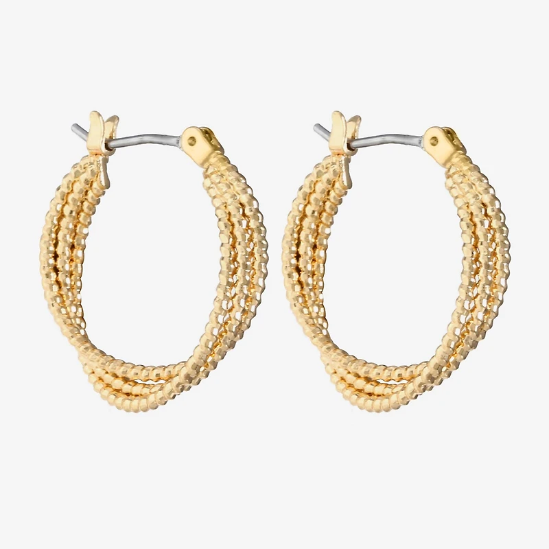 Monet Jewelry Gold Tone Twist Womens 22mm Hypoallergenic Hoop Earrings