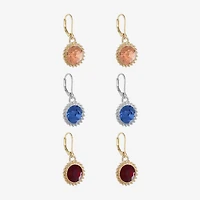 Monet Jewelry Mixed Metal Huggie Drop Womens Multi Color 3 Pair Earring Set