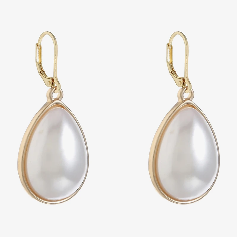 Monet Jewelry Womens White Simulated Pearl Drop Earrings