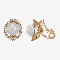 Monet Jewelry Womens White Simulated Pearl Clip On Earrings