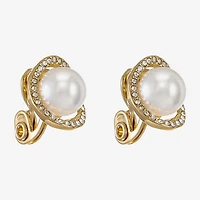 Monet Jewelry Womens White Simulated Pearl Clip On Earrings