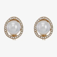 Monet Jewelry Womens White Simulated Pearl Clip On Earrings