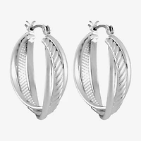 Liz Claiborne® Silver-Tone Textured Hoop Earrings