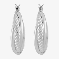 Liz Claiborne® Silver-Tone Textured Hoop Earrings