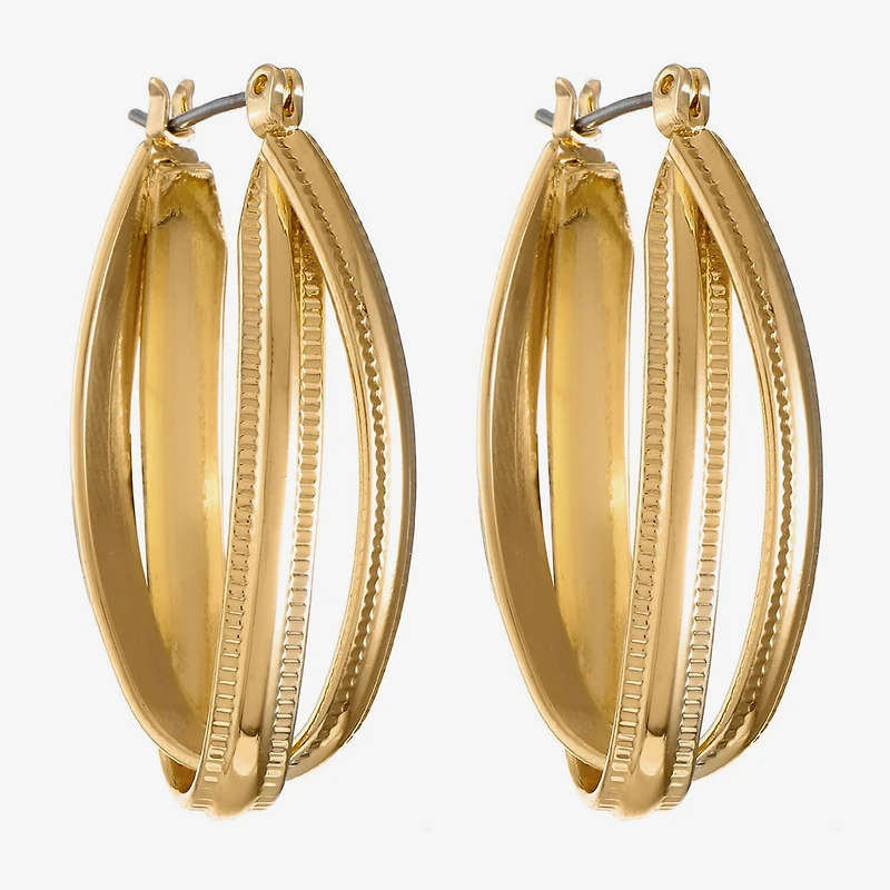 Liz Claiborne Textured Twisted Womens 38.1mm Hypoallergenic Hoop Earrings